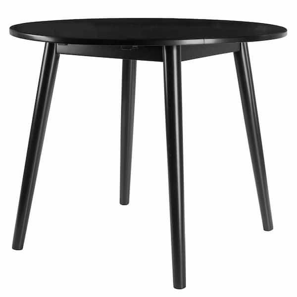WINSOME WOOD Moreno 36 in. Black Round Drop Leaf Table