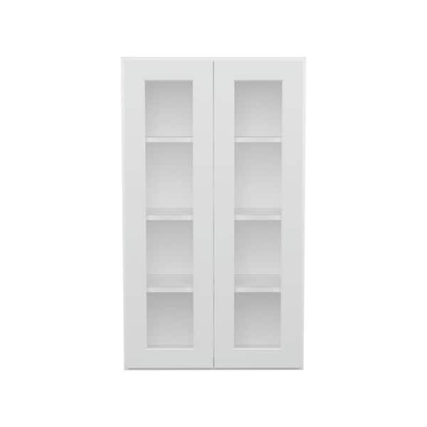 HOMLUX 24 in. W x 12 in. D x 42 in. H in Shaker White Ready to Assemble Wall Kitchen Cabinet with No Glasses