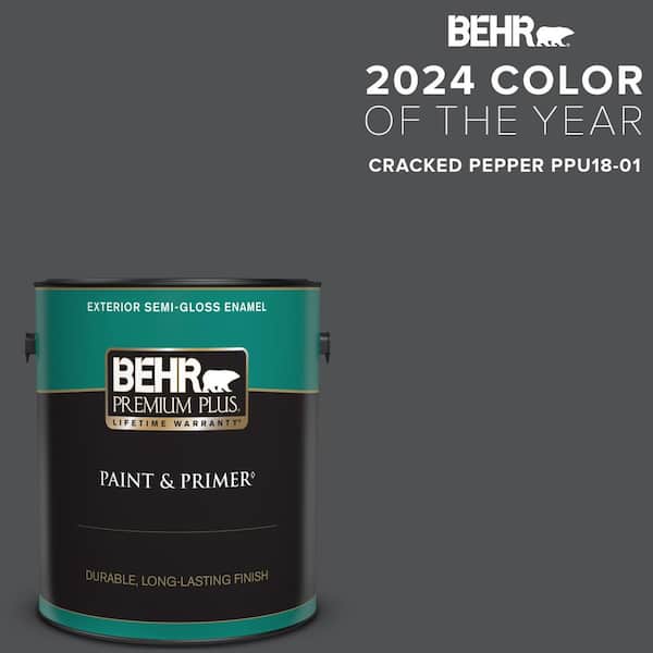 BEHR PREMIUM PLUS 1 gal. #PPU18-01 Cracked Pepper Semi-Gloss Enamel Exterior Paint & Primer