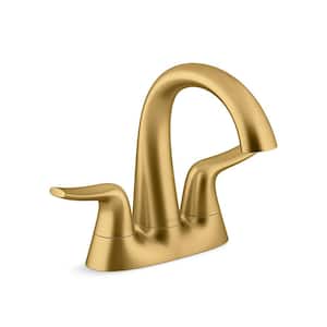 Easmor 4 in. Centerset Double Handle Bathroom Faucet in Vibrant Brushed Moderne Brass