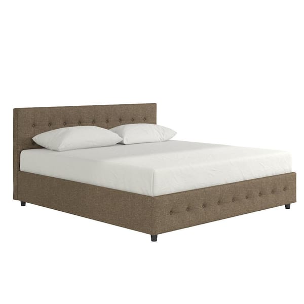 DHP Sherry Gray Upholstered Linen King Size Bed