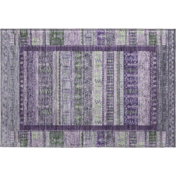 Mayfield Premium Machine Washable Abstract AMF2160 Purple 2 ft. x 3 ft. Accent Rug