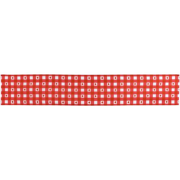 Checkered Hearts Valentine's Day Polyester Table Runner - 12 in. x 72 in. - Red and White