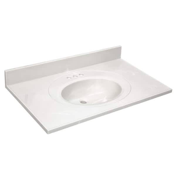 Design House Design House 37-in. Cultured Marble Vanity Top with Backsplash, Ivory Swirl