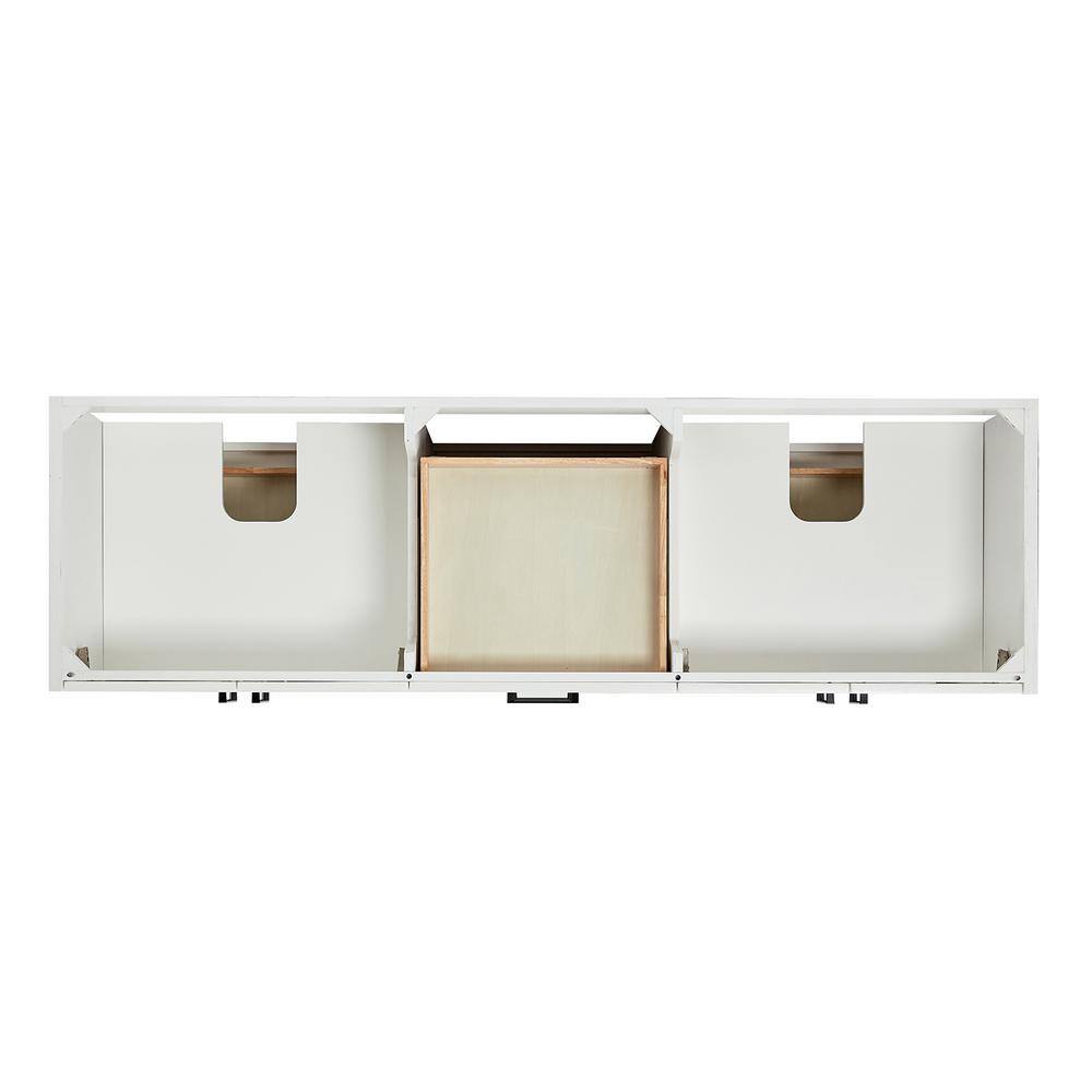White Solid Wood Double Sink Bathroom Vanity with Carrara Quartz Top