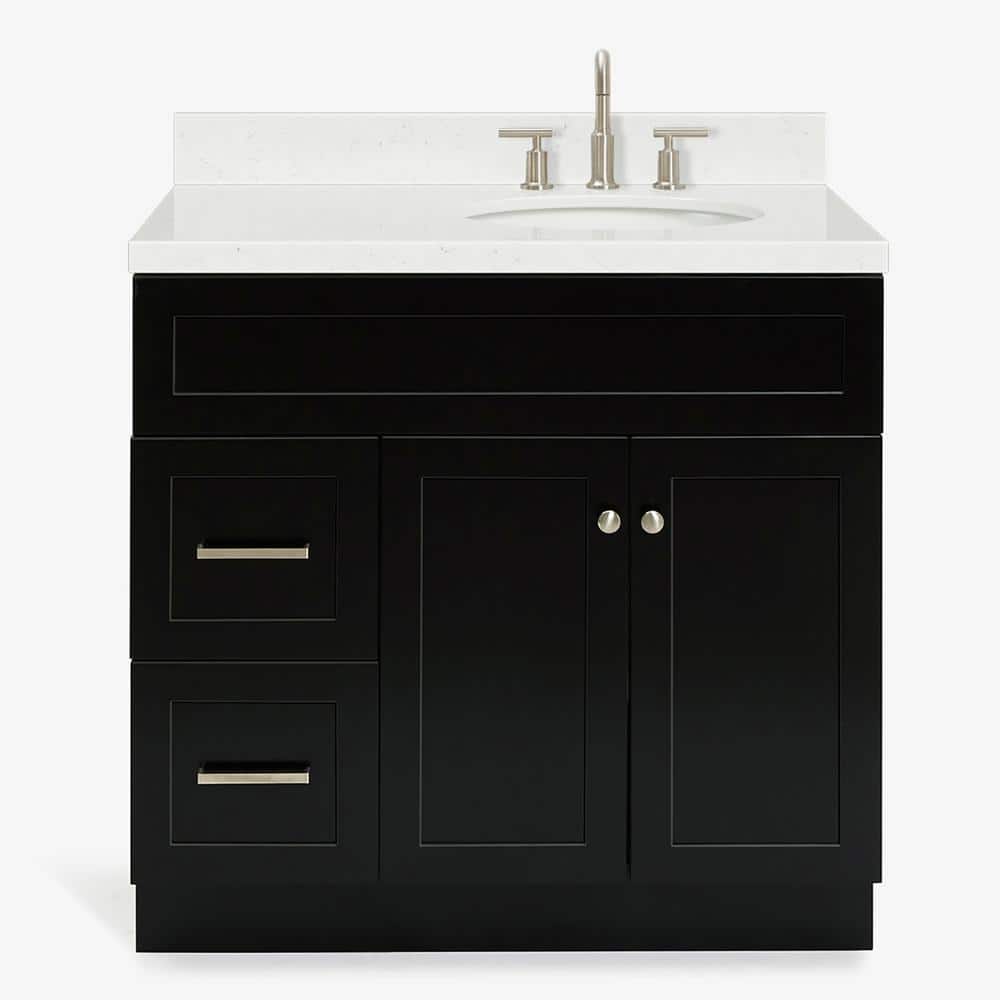 Hamlet 36" Black Wood Single Basin Vanity with Quartz Top