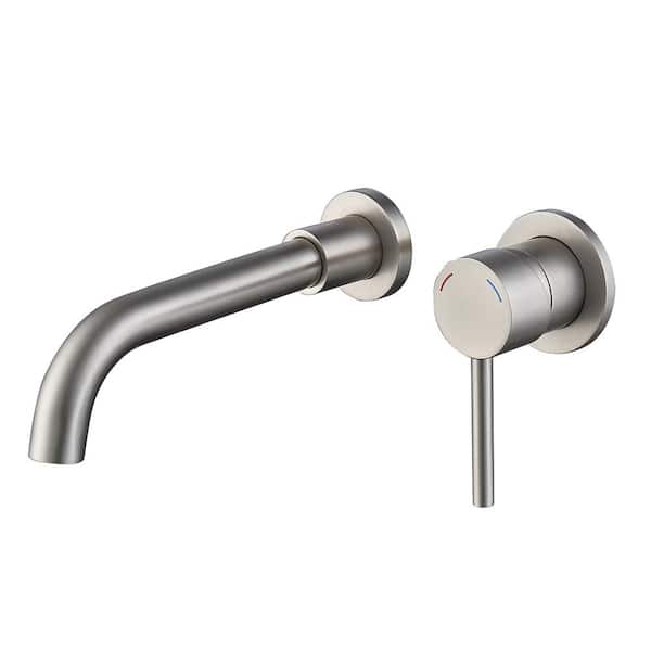 Fapully Single-Handle Wall Mount Bathroom Faucet with 360-Degree Spout in Brushed Nickel