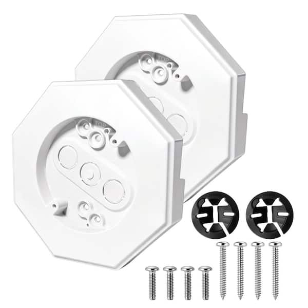 1/2 in Lap Siding Mounting Blocks with Built In Electrical Boxes for Light Fixtures and Cameras White 2 Pack