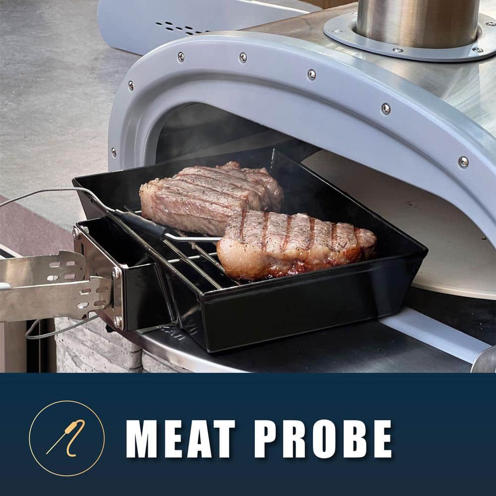 96 Inch Gray Stone Stainless Steel Propane Grill Island with Rotisserie
