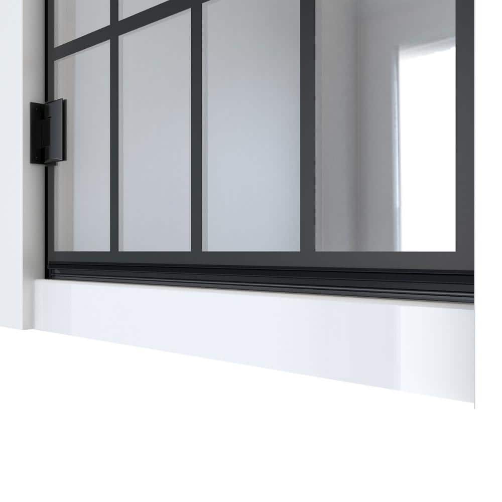 Unidoor Toulon 24" Matte Black Frameless Hinged Shower Door