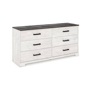19.33 in. White and Gray 6-Drawer Wooden Dresser Without Mirror