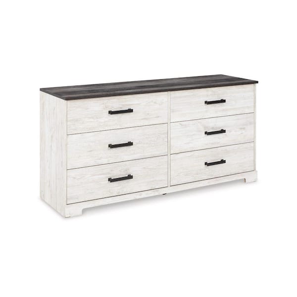 Benjara 19.33 in. White and Gray 6-Drawer Wooden Dresser Without Mirror