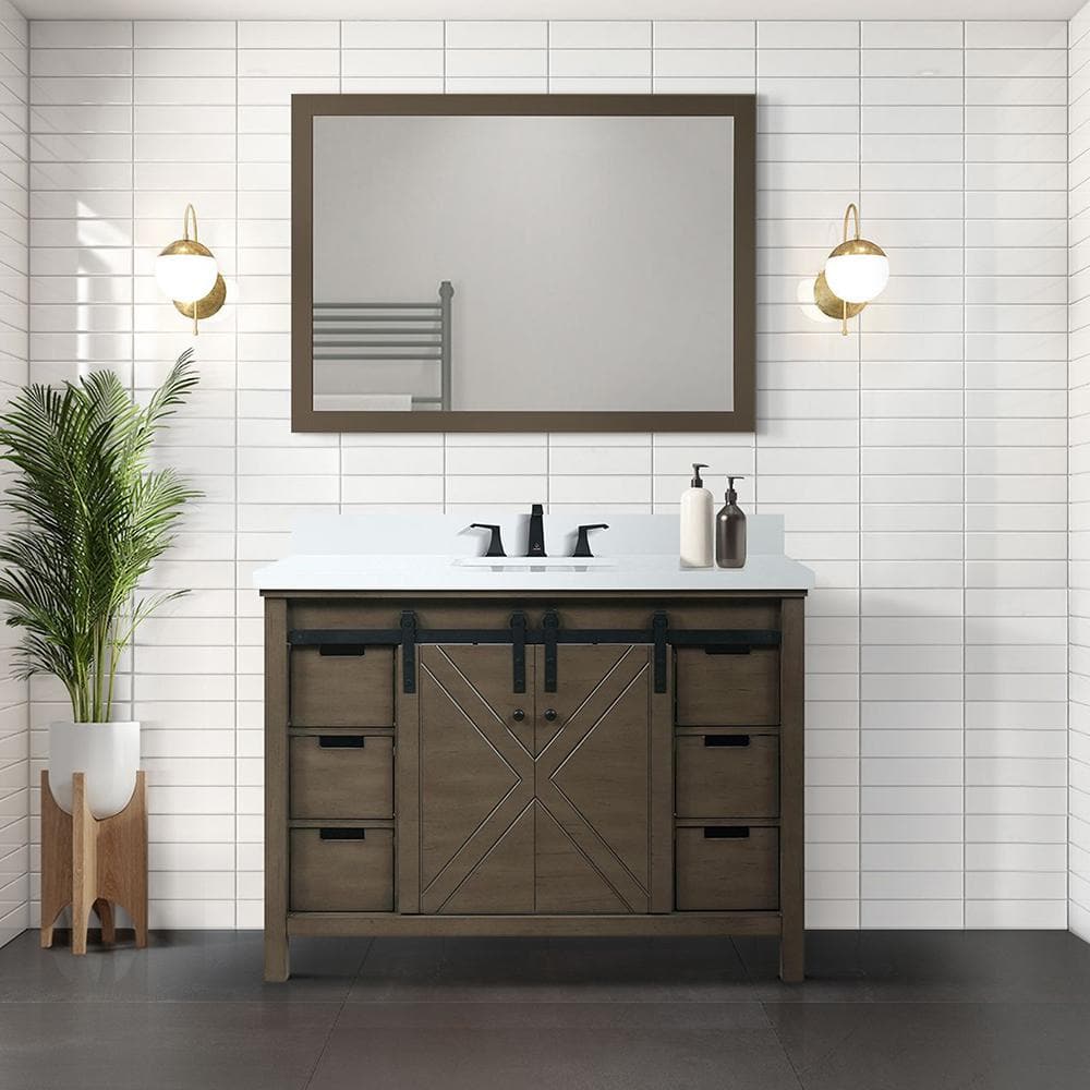 Lexora Marsyas 48 in W x 22 in D Rustic Brown Bath Vanity and Cultured ...