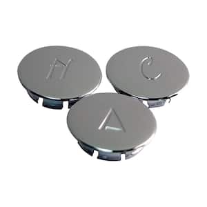 S41-323A 1 in. O.D. Hot, Cold and Diverter Index Button Set in Chrome for Old Style Windsor/Contessa Faucet Handles
