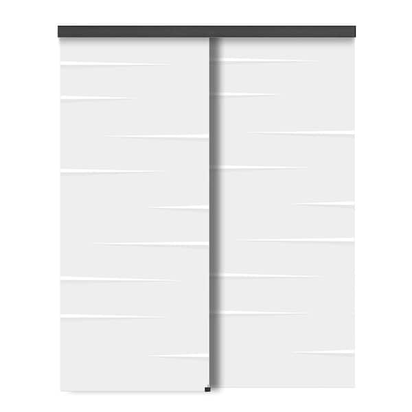 CALHOME 48 in. x 80 in. Hollow Core White Painted Composite MDF Interior Double Closet Sliding Doors