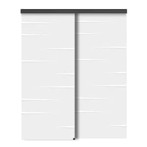 60 in. x 96 in. Hollow Core White Stained Composite MDF Interior Double Closet Sliding Doors