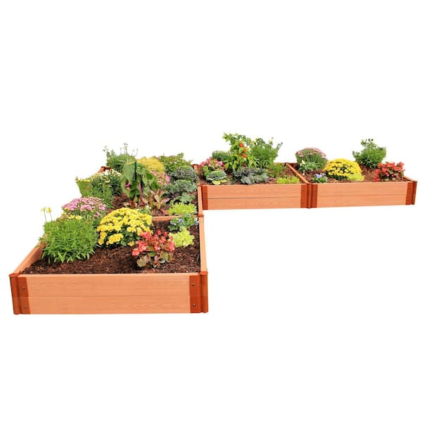 Frame It All Two Inch Series 12 ft. x 12 ft. x 11 in. L Shaped Classic Sienna CompositeRaised Garden Bed Kit