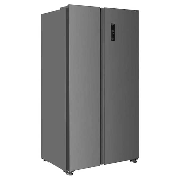 36 in. 18.8 cu. ft. Side by Side Refrigerator Frost Free Defrost LED Lighting Recessed Handle in Stainless Steel