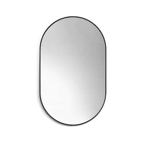 Ispra 22 in. W x 36 in. H Small Oval Aluminum Framed Wall Bathroom Vanity Mirror in Matt Black