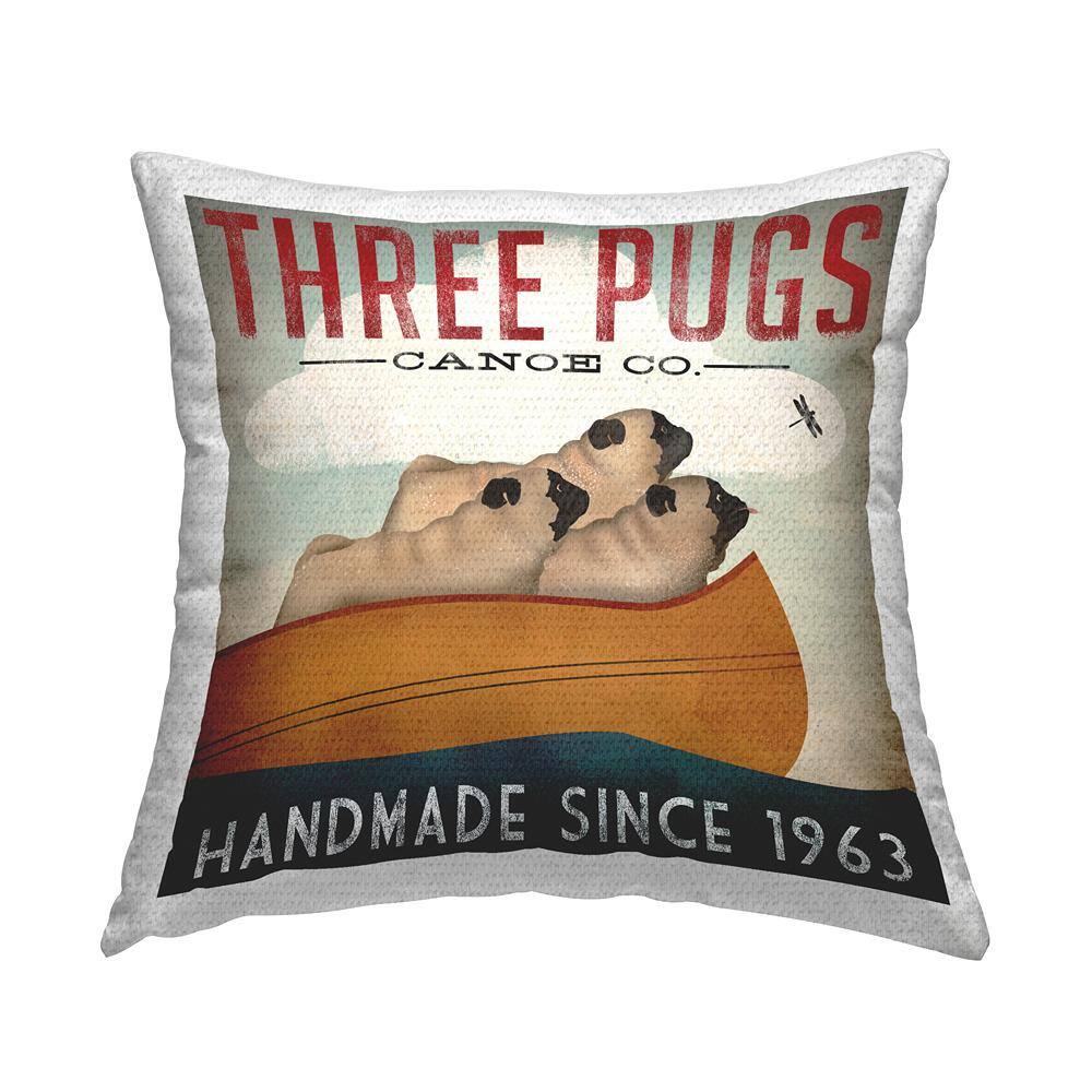 Vintage Canoe Company Boating Pug Dogs Multi-Color Square Outdoor Throw Pillow price history on PriceWatchPro