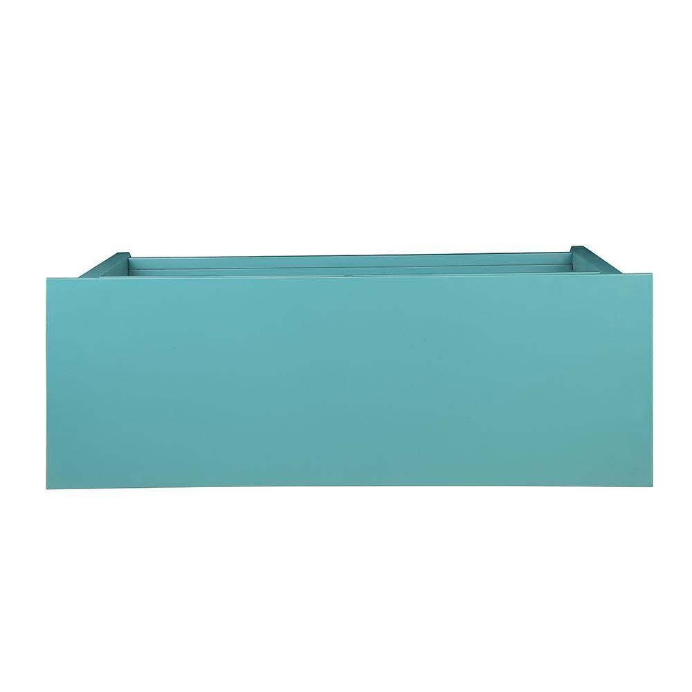 Teal Wood Console Table with Storage Baskets and Shelf