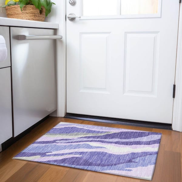 Mayfield Premium Machine Washable Abstract AMF1047 Purple 2 ft. x 3 ft. Area Rug