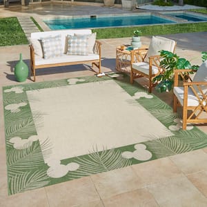 Mickey Mouse Palm 5 ft. x 7 ft. Palm Border Indoor/Outdoor Area Rug