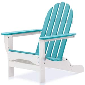 Icon White and Aruba Plastic Folding Adirondack Chair