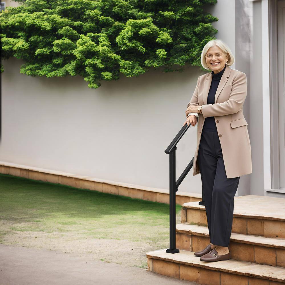 Black Stainless Steel Outdoor Stair Handrail Kit