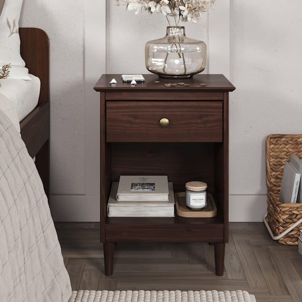 Jela-USA Walnut 1-Drawer 15 in. Nightstand - Spencer 47950 - The
