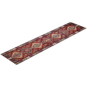 Serapi One-of-a-Kind Traditional Orange 3 ft. x 14 ft. Runner Hand Knotted Tribal Area Rug
