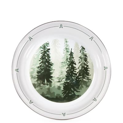 15.5 in Dia Round Forest Glen Enamelware Serving Tray