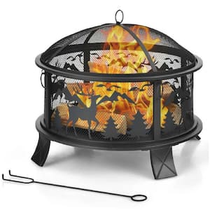 26 in. Steel Fire Pit with BBQ Grill for Garden Beach Camping Bonfire Anti-Rust And High-Temp Resistant Steel Frame