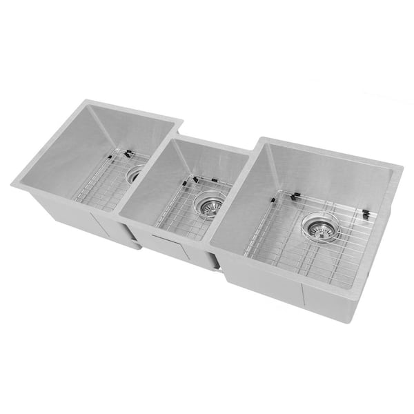 ZLINE Kitchen and Bath 45 in. Breckenridge Undermount Triple Bowl Satin Stainless Steel Kitchen Sink with Bottom Grid