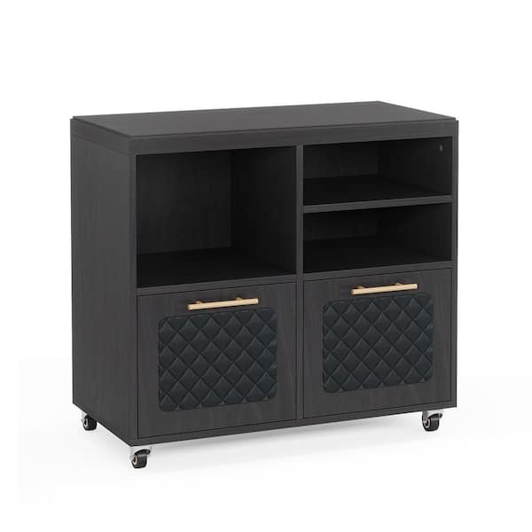 TRIBESIGNS WAY TO ORIGIN Delia Brown Black 2 Drawer Wood 31.5'' W Lateral File Cabinet for A4/Letter Size/Legal Size Files Storage Printer Stand