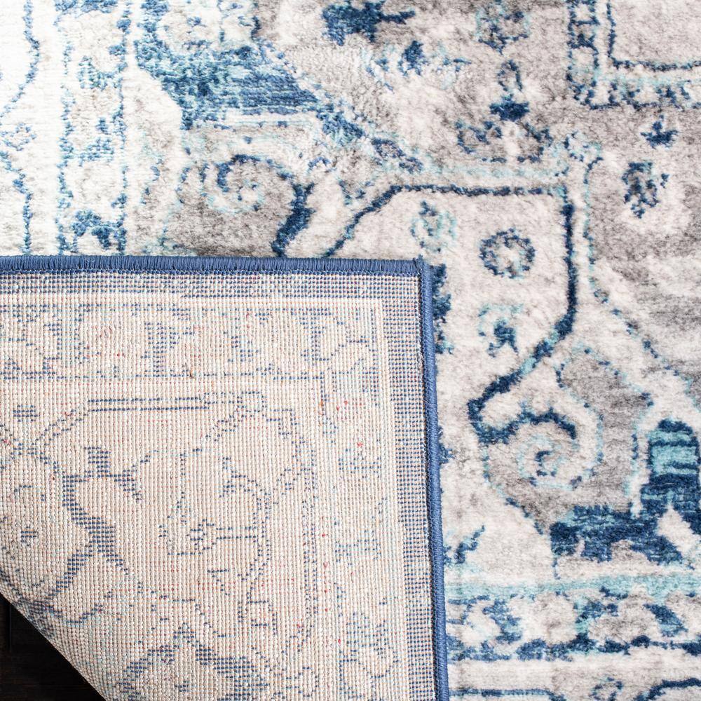Luxe Square 5' Hand-Knotted Light Grey/Blue Synthetic Area Rug