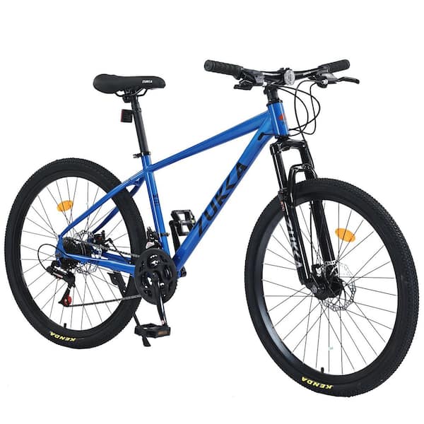 Mountain Bike 26 in. Wheel, 24-Speed Disc Brakes Trigger Shifter, Carbon Steel Frame Mens Womens Mountain Bikes