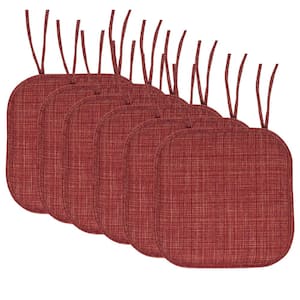 Aria Memory Foam Square Non-Slip Indoor/Outdoor Chair Seat Cushion with Ties, Burgundy (6-Pack)