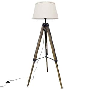 56.5 in. Solid Poplar Wood 1-Light Floor Lamp WITH LED Bulb Included