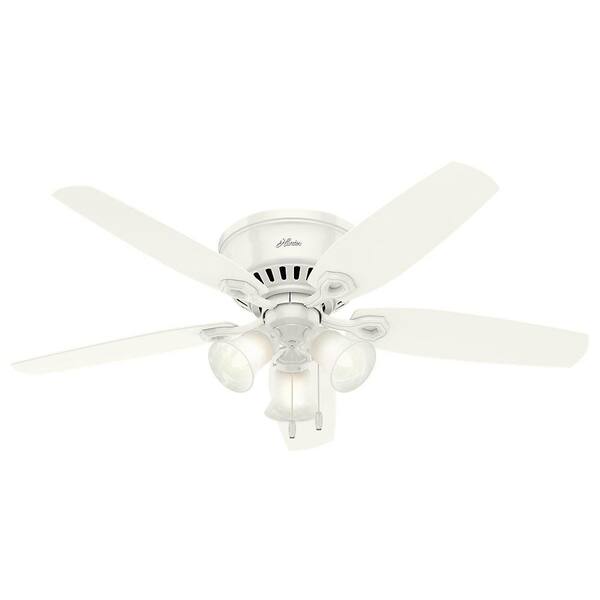 Builder 52 in. Snow White Low Profile Indoor Ceiling Fan with LED Light Kit and Pull Chain