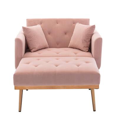 Pink Velvet Chaise Lounge Included Pillow