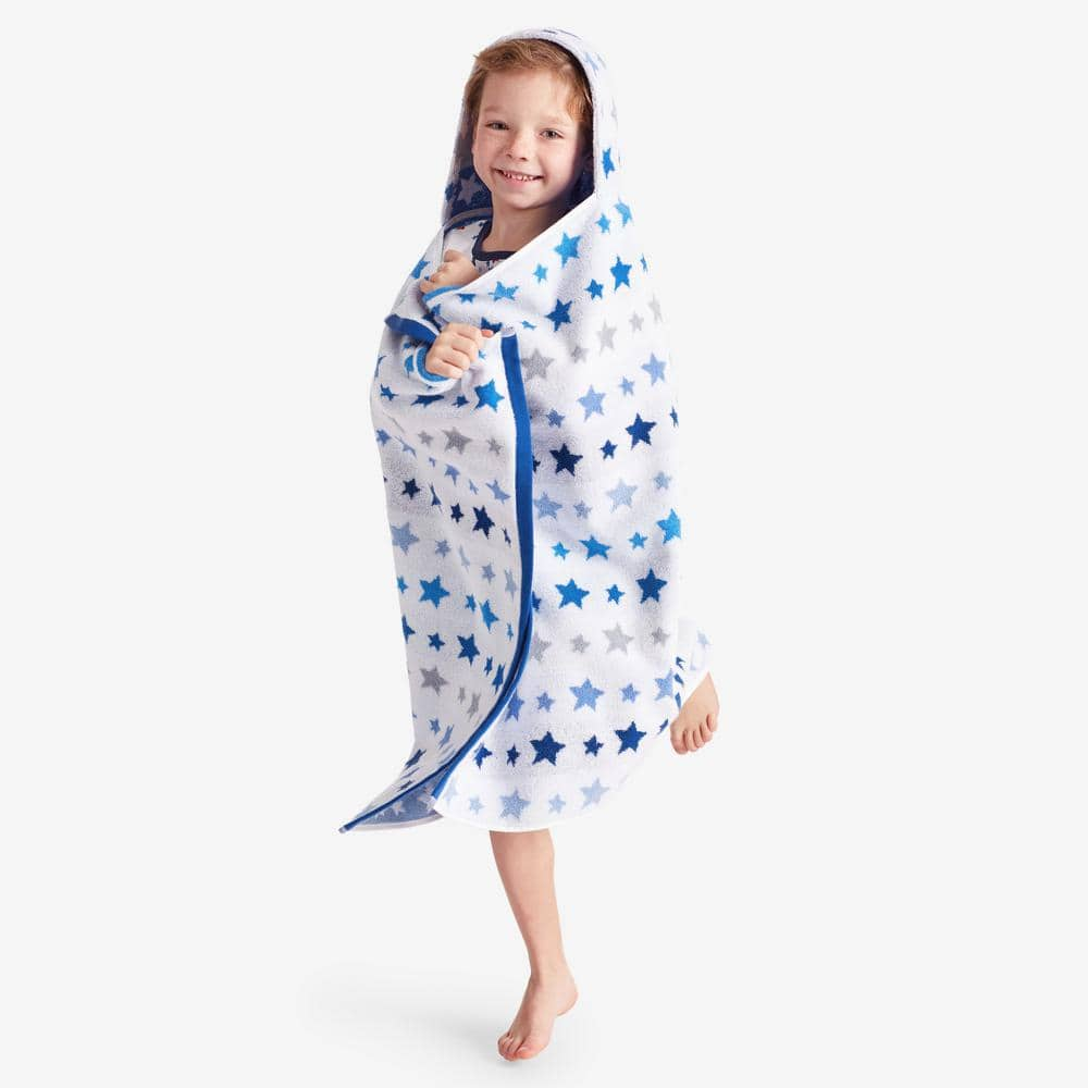 Star Cotton Bath Towel - Blue Hearts, Size 16 in. x 30 in. | The Company Store