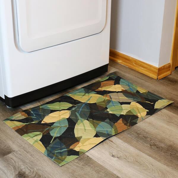 Sunnydaze Decor Leafy Green 29 5 In X 17 5 In Rubber Kitchen Mat Ftx 100 The Home Depot