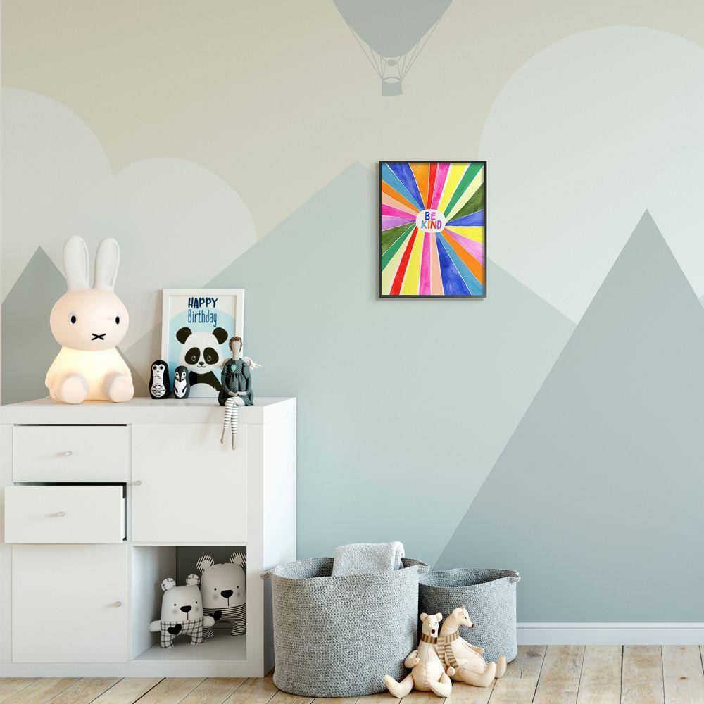 Be Kind Rainbow Stripe Burst Canvas Print for Kids