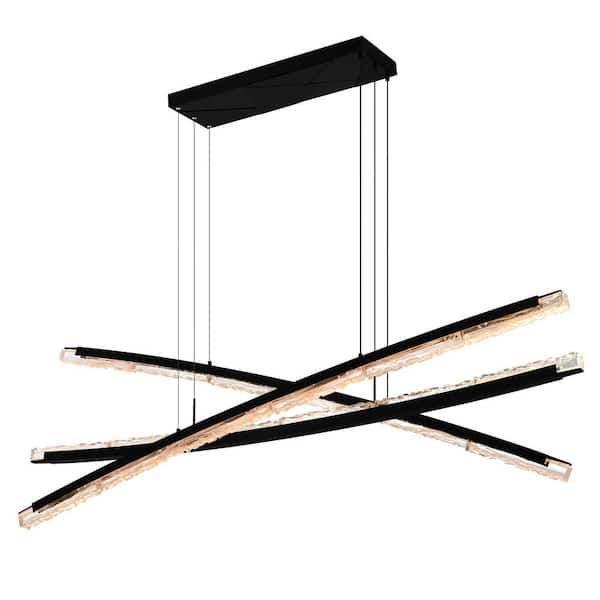 Saber 3 Light Integrated LED Black Chandelier
