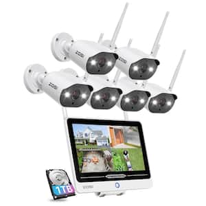 8-Channel 3MP 1TB NVR Security Camera System with 6 WiFi Spotlight Cameras and 12.5 in. LCD Monitor, 2-Way Audio