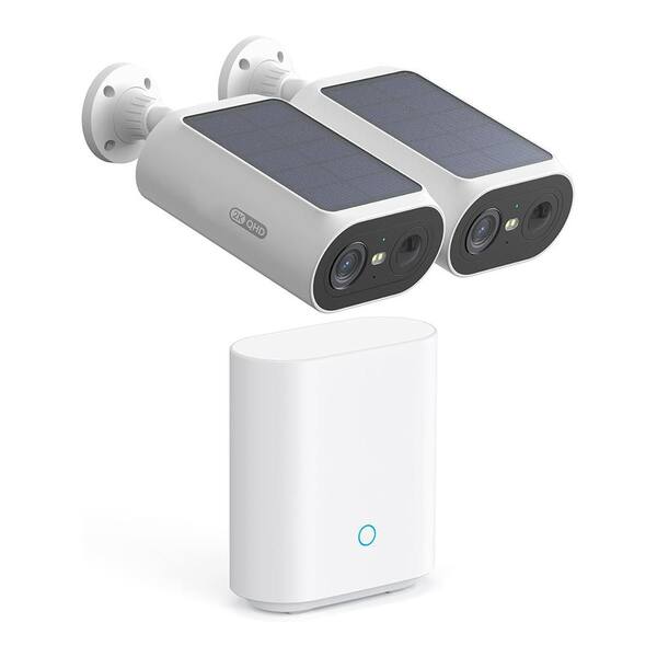 2K Wireless Outdoor Security Cameras Solar Powered Color Night Vision Dual-Band WiFi 2 Camera Kit DIY Installation