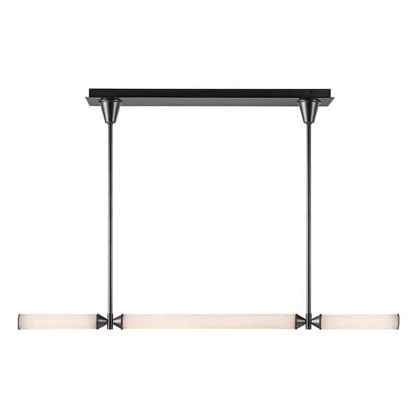 ALORA Edwin 48 in. 1 Light 40-Watt Urban Bronze/Frosted Ribbed Glass Integrated LED Pendant Light