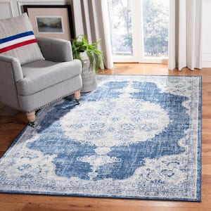 Brentwood Navy/Ivory 4 ft. x 6 ft. Border Area Rug