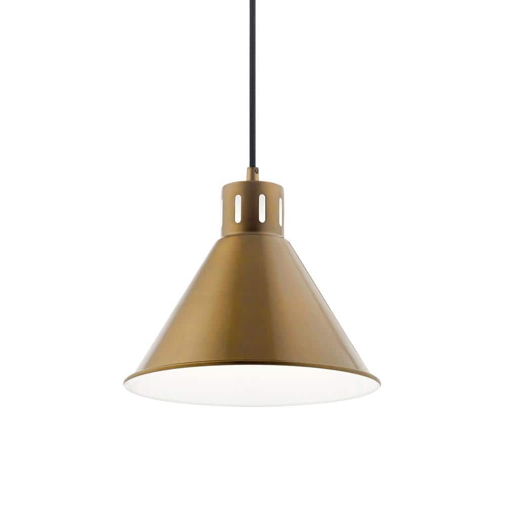 Zailey 10.75" Black and Brass Glass Pendant Light